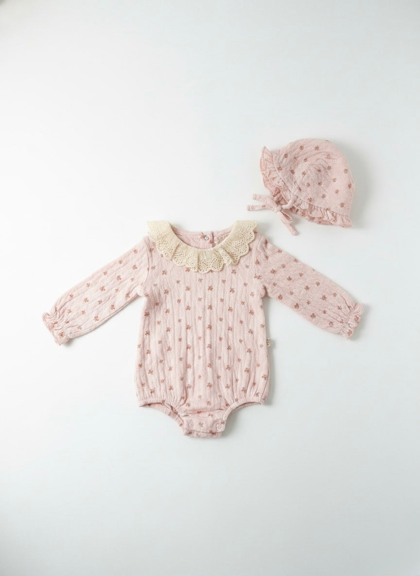 Blush Bloom Romper & Hat Set
