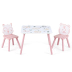 Kids Table and Chair Set with Animal Patterns, 3-Piece