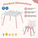 Kids Table and Chair Set with Animal Patterns, 3-Piece