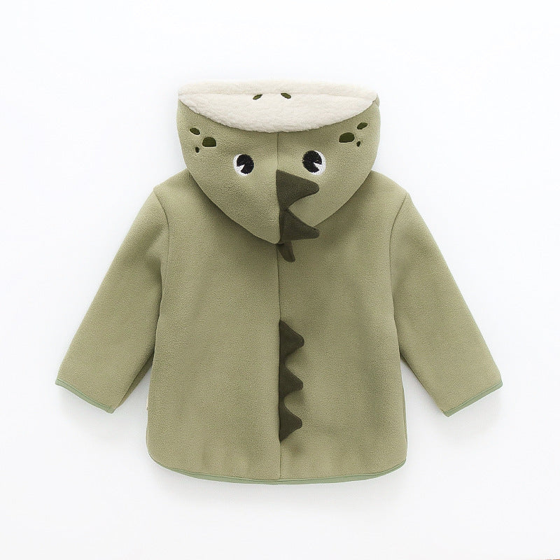 Cartoon Velvet Warm Baby Hooded Jacket