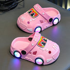 Childrens Car-Shaped Glowing Non-Slip Soft-Soled Slippers