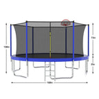 14Ft For Kids Children With Safety Enclosure Net Outdoor Backyards Large Recreational Trampoline - Blue