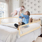 59 Inch Folding Breathable Baby Bed Rail Guard with Safety Strap