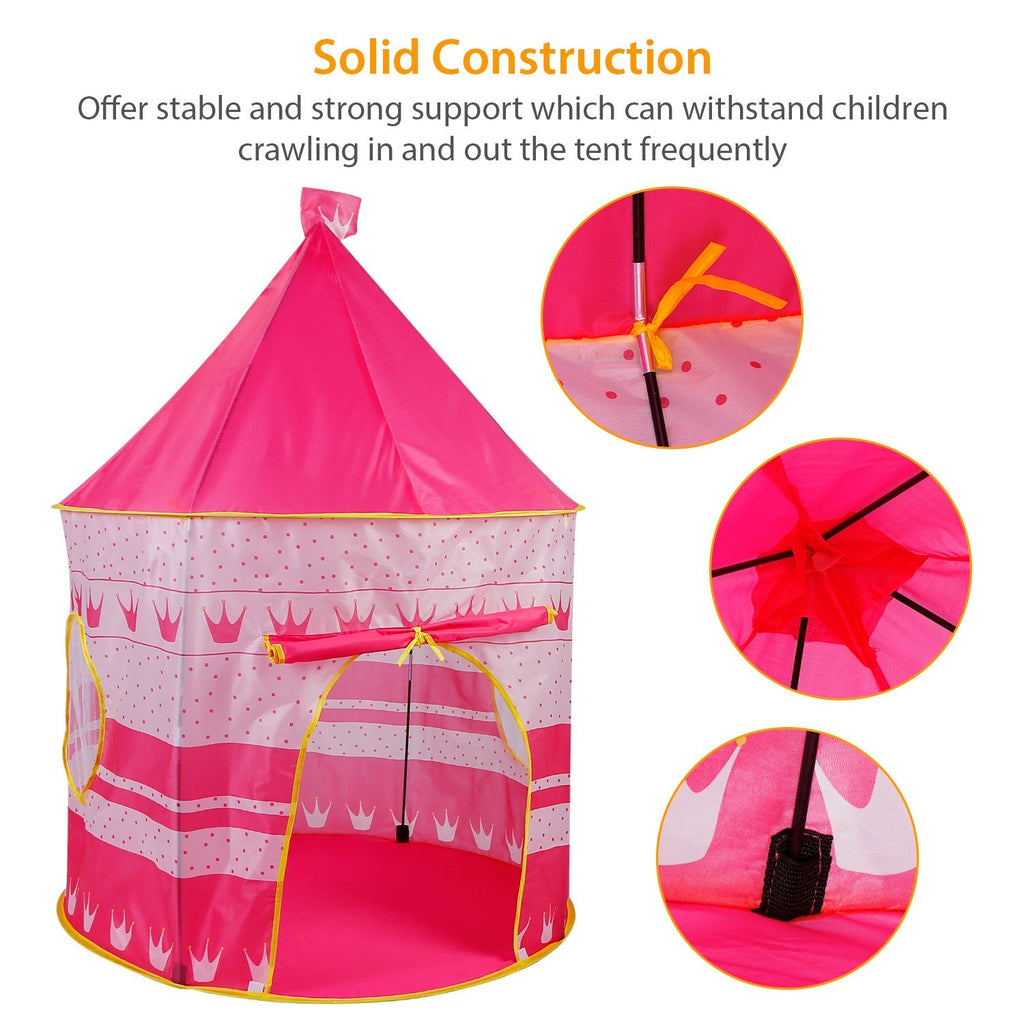 Kids Play Tent Foldable Pop Up Children Play Tent Portable Baby Play House Castle with  Carry Bag Indoor Outdoor Use