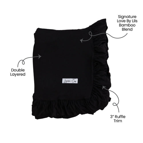 Allie Black Bamboo Ruffle Toddler Blanket
