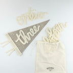 Monthly Milestone Pennant // beige with cream, cursive numbers