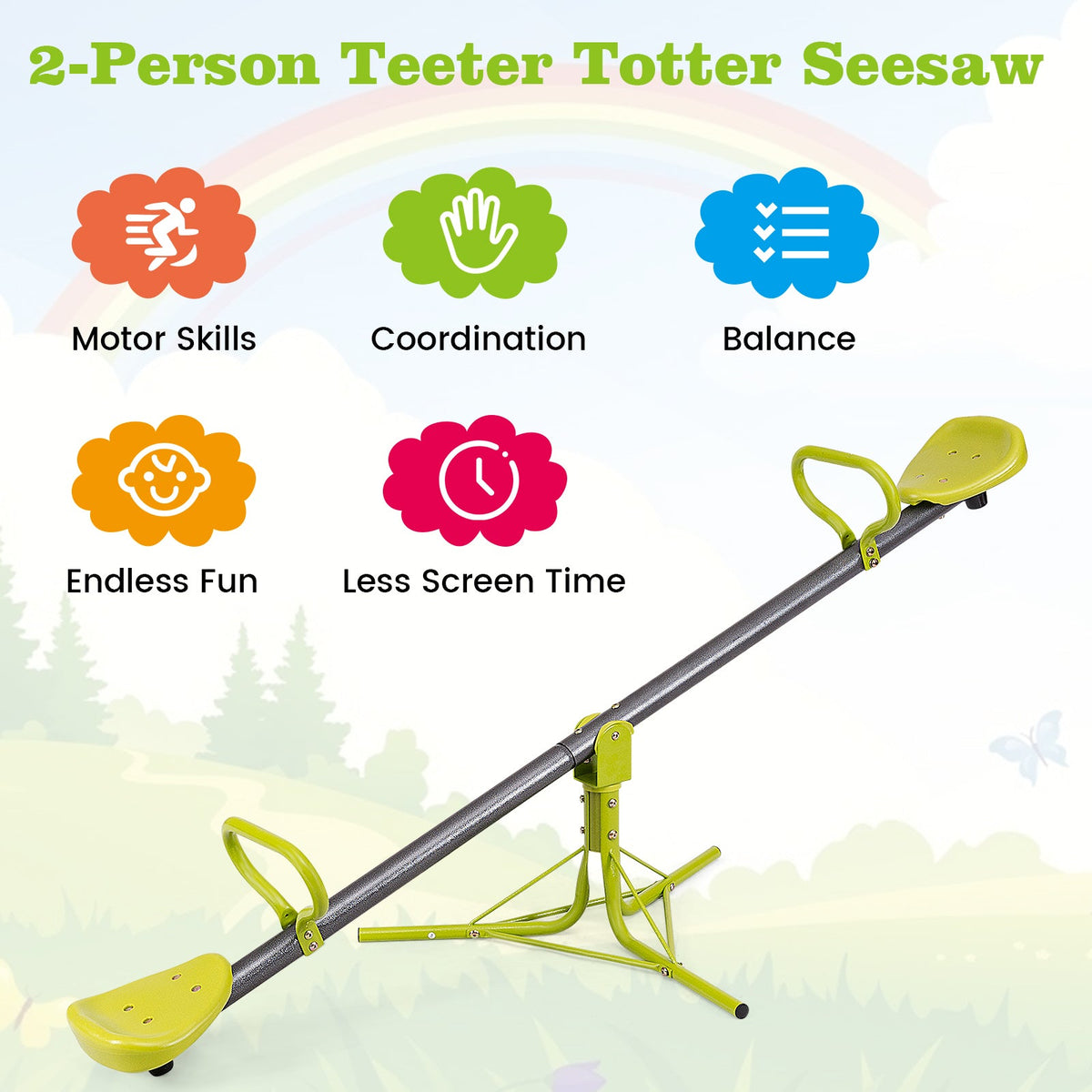 Kids Seesaw Swivel Children Teeter Totter Outdoor Play Set for 2 Children
