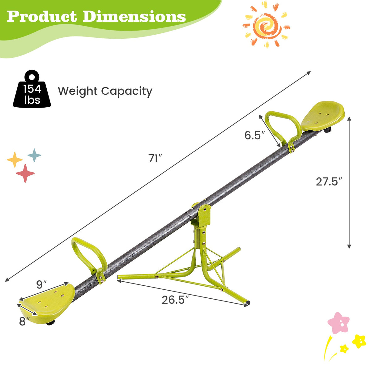 Kids Seesaw Swivel Children Teeter Totter Outdoor Play Set for 2 Children