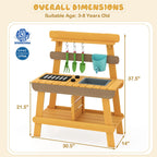 Outdoor Mud Kitchen for Kids Wooden Play Kitchen Toy for Boys Girls Aged 3-8-Yellow