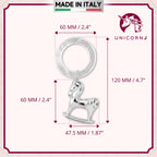 UNICORNJ Sterling Silver Keepsake Baby Rattle Rocking Horse | Complete with Gift Box | Gift for Baby | Made in Italy