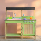 Kids Play Kitchen With Mud Kitchen Set & Water Play Toys For Outdoor Use