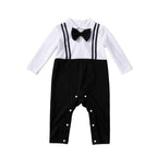 Long-sleeve Overalls With Bow Tie Set