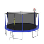 14Ft For Kids Children With Safety Enclosure Net Outdoor Backyards Large Recreational Trampoline - Blue