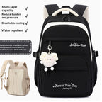 Three-piece Cartoon-print Set Junior High School Backpack Weight-reducing Campus Bag