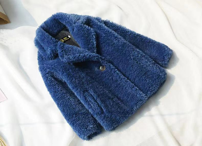 Fur-in-one Cashmere Girls' Coat Thickened