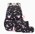Three-piece Cartoon-print Set Junior High School Backpack Weight-reducing Campus Bag