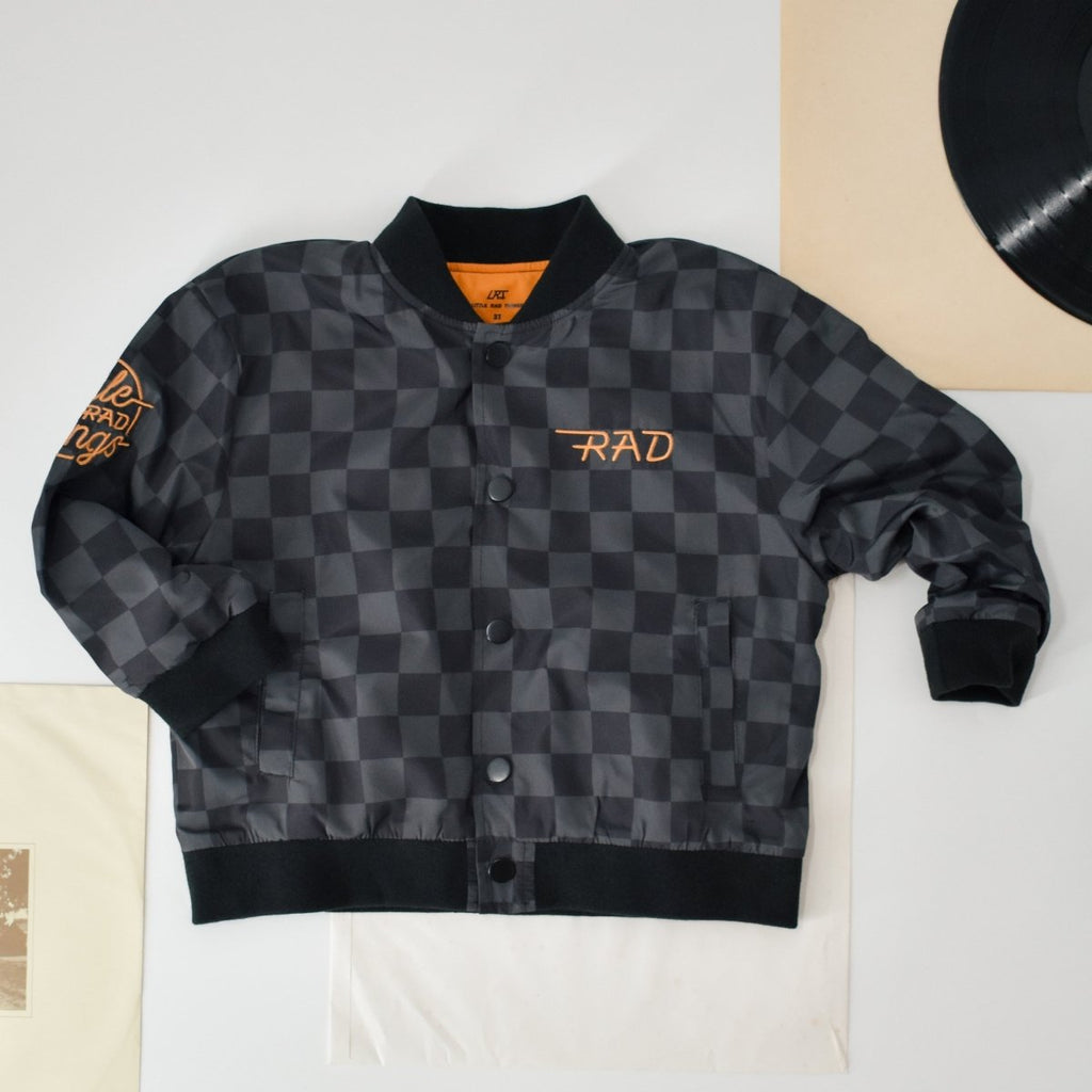 KIDS WATERPROOF LETTERMAN JACKET - CHECKERS