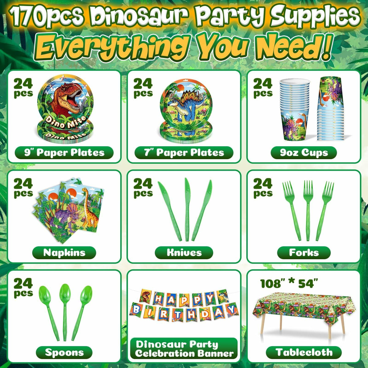 Daidle Unicorn Birthday Party Supplies Kit Banner Tableware for 24 Guests